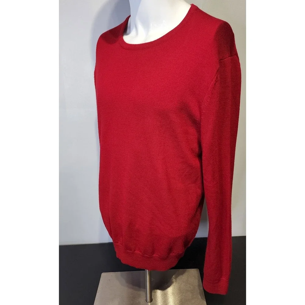 Express Sweater Mens Size Large Modern‎ Fit Extra Fine Merino Wool L/S Red